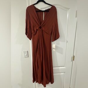 Zara Deep Rust Long Sleeve Dress
